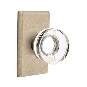 Emtek 7054-MDC-TWB Modern Disc Crystal Door Knob Dummy Set With Sandcast Bronze #3 Rosette Tumbled White Bronze