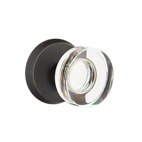 Emtek 7056-MDC-MB Modern Disc Crystal Door Knob Dummy Set With Sandcast Bronze #2 Rosette Medium Bronze