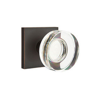 Emtek 5050-MDC-US10B Modern Disc Door Knob Dummy Set With Square Rosette Oil Rubbed Bronze