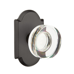 Emtek 7058-MDC-FB Modern Disc Crystal Door Knob Dummy Set With Sandcast Bronze #1 Rosette Flat Black