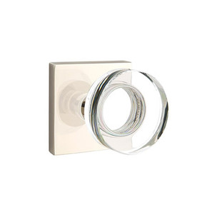 Emtek 5050-MDC-US14 Modern Disc Door Knob Dummy Set With Square Rosette Polished Nickel