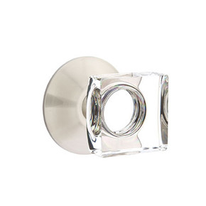 Emtek 5107-MSC-US15 Modern Square Door Knob Passage Set With Modern Rosette Satin Nickel