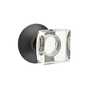 Emtek 5107-MSC-US19 Modern Square Door Knob Passage Set With Modern Rosette Flat Black