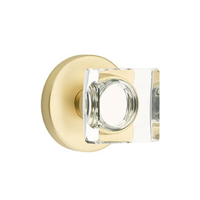 Emtek 5109-MSC-US4 Modern Square Door Knob Passage Set With Disk Rosette Satin Brass
