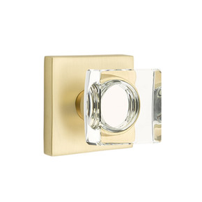 Emtek 5110-MSC-US4 Modern Square Door Knob Passage Set With Square Rosette Satin Brass