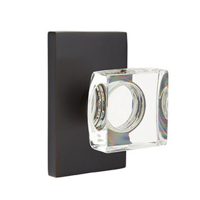 Emtek 5112-MSC-US10B Modern Square Door Knob Passage Set With Modern Rectangular Rosette Oil Rubbed Bronze