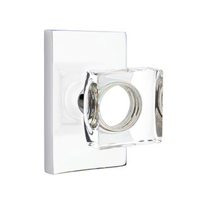 Emtek 5112-MSC-US26 Modern Square Door Knob Passage Set With Modern Rectangular Rosette Polished Chrome