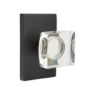 Emtek 5207-MSC-US19 Modern Square Door Knob Privacy Set With Modern Rosette Flat Black