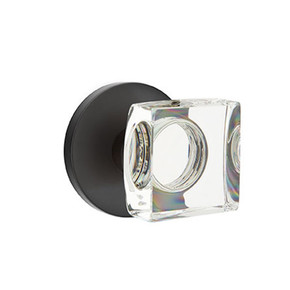 Emtek 5059-MSC-US19 Modern Square Door Knob Dummy Set With Disk Rosette Flat Black