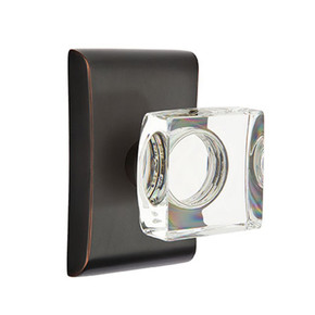 Emtek 5211-MSC-US10B Modern Square Door Knob Privacy Set With Neos Rosette Oil Rubbed Bronze