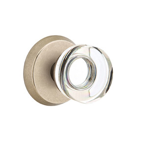 Emtek 7206-MDC-TWB Modern Disc Crystal Door Knob Privacy Set With Sandcast Bronze #2 Rosette Tumbled White Bronze