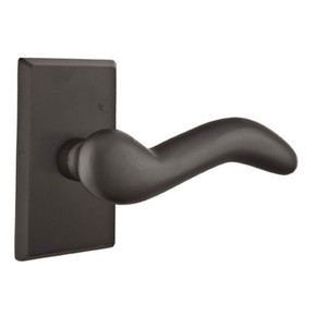Emtek 7204-CD-FB Cody Sandcast Bronze Door Lever Privacy Set With #3 Rosette Flat Black Bronze