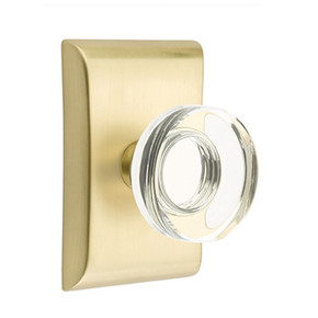 Emtek 5211-MDC-US4 Modern Disc Door Knob Privacy Set With Neos Rosette Satin Brass