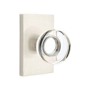 Emtek 5052-MDC-US15 Modern Disc Door Knob Dummy Set With Modern Rectangular Rosette Satin Nickel