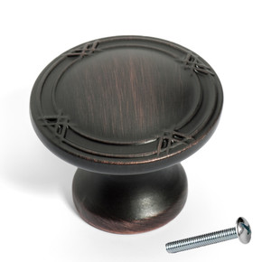 Dynasty Hardware K-4001-12P Ribbon and Reed Cabinet Knob, Aged Oil Rubbed Bronze