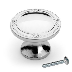 Dynasty Hardware K-4001-26 Ribbon and Reed Cabinet Hardware Knob, Polished Chrome