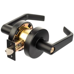 Dynasty Hardware AUG-00-US19 Grade 2 Commercial Duty Office Door Keyed Lever Lockset, ADA, Flat Black