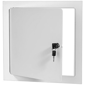 Premier 5000 Series Commercial Grade Steel Access Door, 12 x 12 Flush Universal Mount, White (Keyed Cylinder Latch)