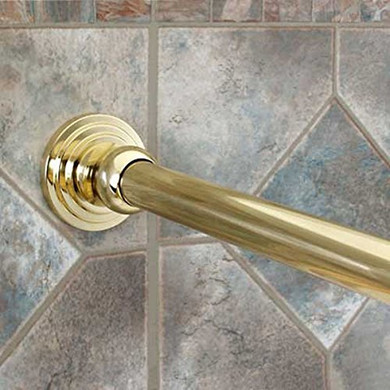 Dynasty Hardware SR72-PB 1-Inch Diameter Shower Curtain Rod And Mounting Brackets, 72-Inch, Polished Brass