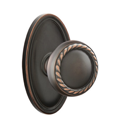 Emtek 8520-RK-US10B Rope Door Knob Dummy Set With Oval Rosette Oil Rubbed Bronze