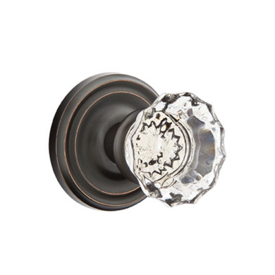 Emtek 8200-AS-US10B Astoria Clear Crystal Door Knob Privacy Set With Regular Rosette Oil Rubbed Bronze