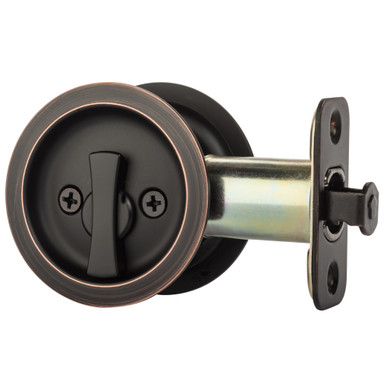 Dynasty Hardware Round Bed / Bath Privacy Pocket Door Latch Aged Oil Rubbed Bronze