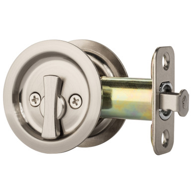 Dynasty Hardware Round Bed / Bath Privacy Pocket Door Latch Satin Nickel