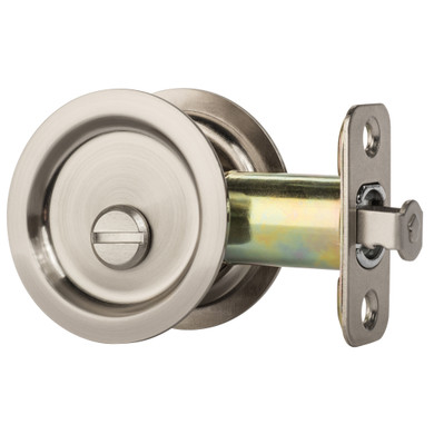 Dynasty Hardware Round Bed / Bath Privacy Pocket Door Latch Satin Nickel