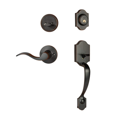 Dynasty Hardware DEN-HER-100-12PR Denver Front Door Handleset, Aged Oil Rubbed Bronze, With Heritage Lever, Right Hand