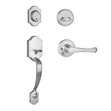 Dynasty Hardware DEN-VAI-100-15 Denver Front Door Handleset, Satin Nickel with Vail Lever