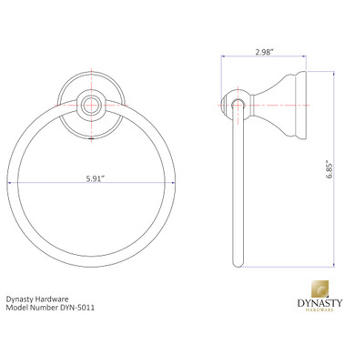 Dynasty Hardware 5011-ORB Brentwood Towel Ring Oil Rubbed Bronze
