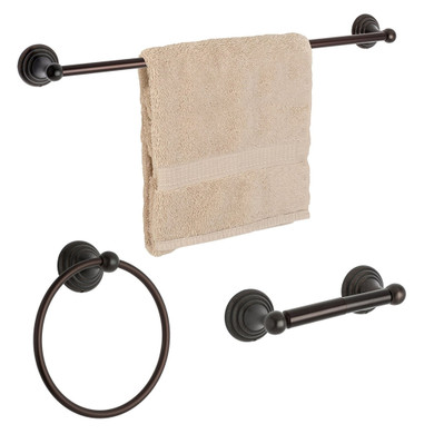 Dynasty Hardware 7500-ORB-3 Bel-Air Series Bathroom Hardware Set, Oil Rubbed Bronze, 3-Piece Set, with 24" Towel Bar