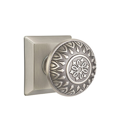 Emtek 8531-LN-US15A Lancaster Door Knob Dummy Set With Quincy Rosette Pewter