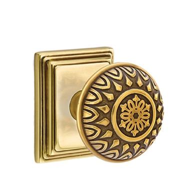 Emtek 8561-LN-US7 Lancaster Door Knob Dummy Set With Wilshire Rosette French Antique