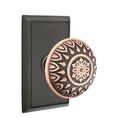 Emtek 8121-LN-US10B Lancaster Door Knob Passage Set With Rectangular Rosette Oil Rubbed Bronze