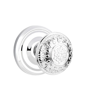 Emtek 8200-LN-US26 Lancaster Door Knob Privacy Set With Regular Rosette Polished Chrome