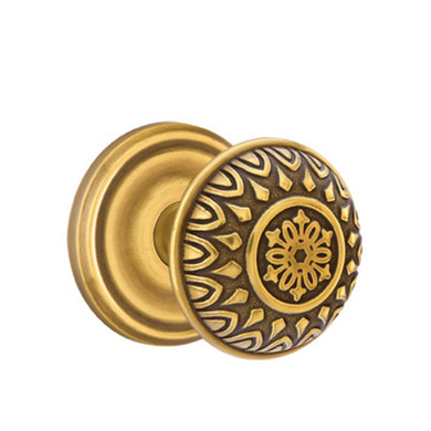 Emtek 8200-LN-US7 Lancaster Door Knob Privacy Set With Regular Rosette French Antique