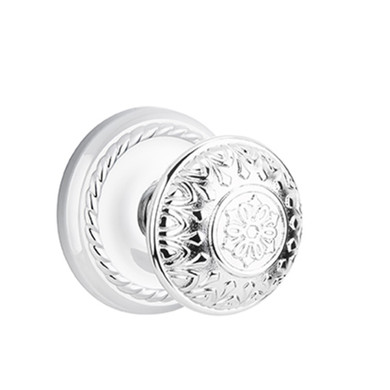 Emtek 8201-LN-US26 Lancaster Door Knob Privacy Set With Rope Rosette Polished Chrome