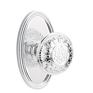 Emtek 8220-LN-US26 Lancaster Door Knob Privacy Set With Oval Rosette Polished Chrome