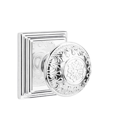 Emtek 8261-LN-US26 Lancaster Door Knob Privacy Set With Wilshire Rosette Polished Chrome