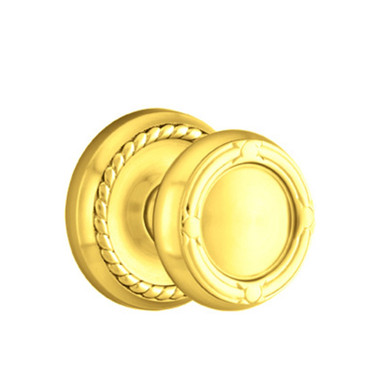 Emtek 8051-RBK-US3 Ribbon & Reed Door Knob Dummy Set With Rope Rosette Polished Brass