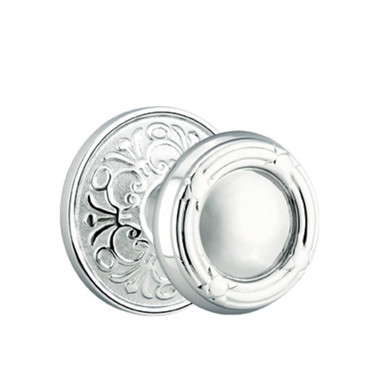 Emtek 8056-RBK-US26 Ribbon & Reed Door Knob Dummy Set With Lancaster Rosette Polished Chrome