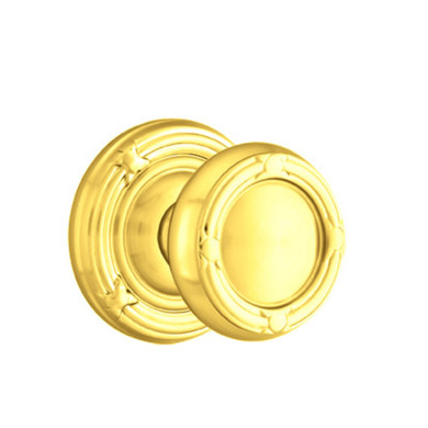 Emtek 8057-RBK-US3 Ribbon & Reed Door Knob Dummy Set With Ribbon & Reed Rosette Polished Brass