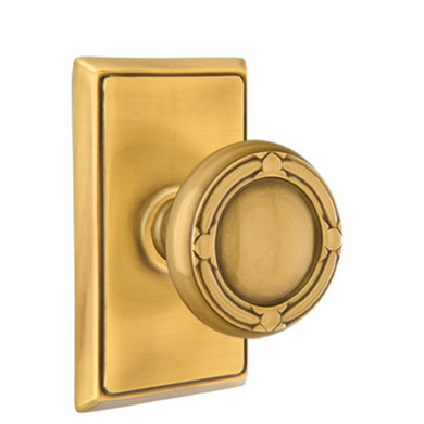 Emtek 8121-RBK-US7 Ribbon & Reed Door Knob Passage Set With Rectangular Rosette French Antique