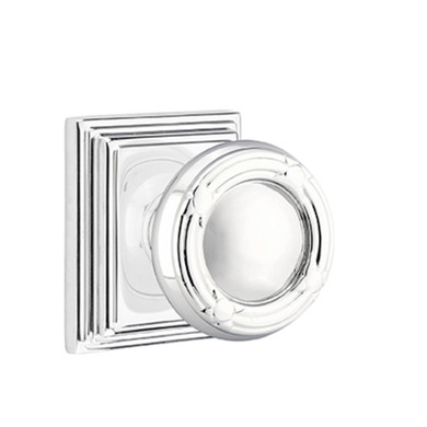 Emtek 8161-RBK-US26 Ribbon & Reed Door Knob Passage Set With Wilshire Rosette Polished Chrome