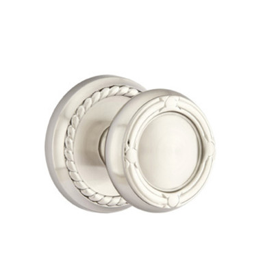 Emtek 8201-RBK-US15 Ribbon & Reed Door Knob Privacy Set With Rope Rosette Satin Nickel
