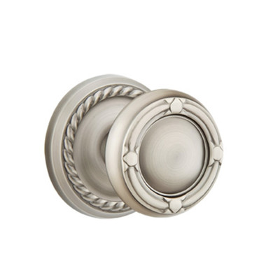 Emtek 8201-RBK-US15A Ribbon & Reed Door Knob Privacy Set With Rope Rosette Pewter