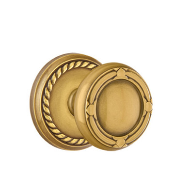 Emtek 8201-RBK-US7 Ribbon & Reed Door Knob Privacy Set With Rope Rosette French Antique