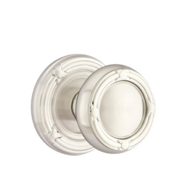 Emtek 8207-RBK-US15 Ribbon & Reed Door Knob Privacy Set With Ribbon & Reed Rosette Satin Nickel