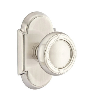 Emtek 8208-RBK-US15 Ribbon & Reed Door Knob Privacy Set With #8 Rosette Satin Nickel